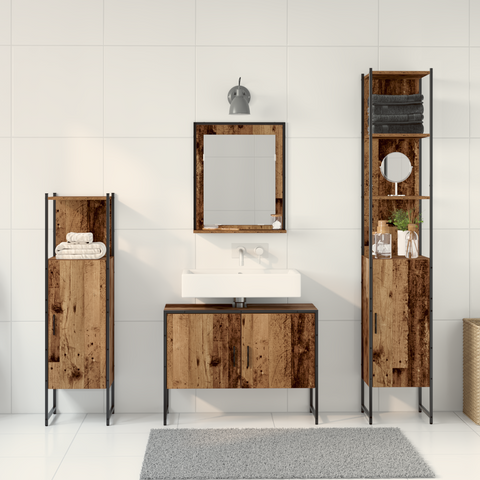 vidaXL 4 Piece Bathroom Furniture Set Old Wood Engineered Wood