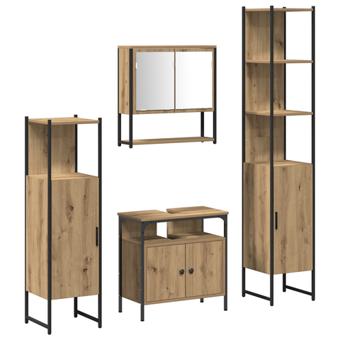 vidaXL 4 Piece Bathroom Furniture Set Artisan Oak Engineered Wood