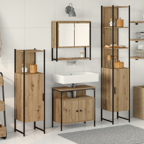vidaXL 4 Piece Bathroom Furniture Set Artisan Oak Engineered Wood