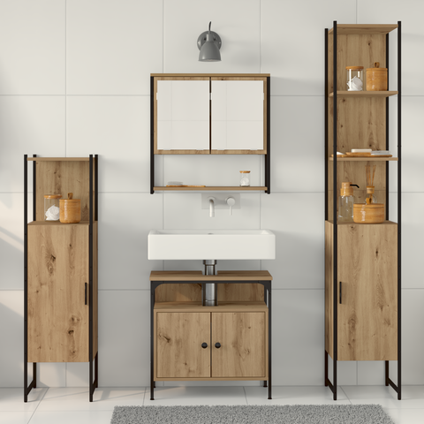 vidaXL 4 Piece Bathroom Furniture Set Artisan Oak Engineered Wood