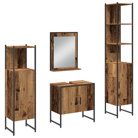 vidaXL 4 Piece Bathroom Furniture Set Old Wood Engineered Wood