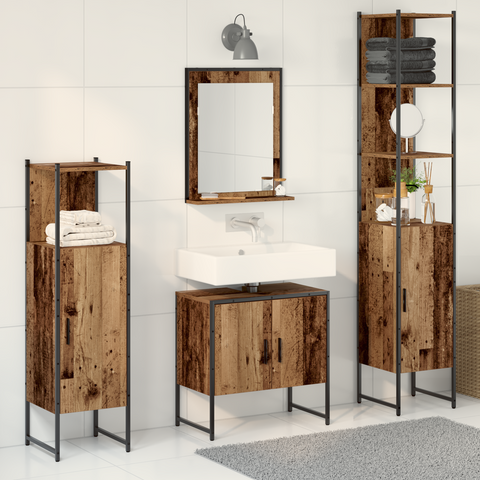 vidaXL 4 Piece Bathroom Furniture Set Old Wood Engineered Wood