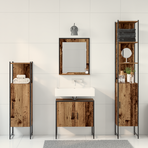 vidaXL 4 Piece Bathroom Furniture Set Old Wood Engineered Wood