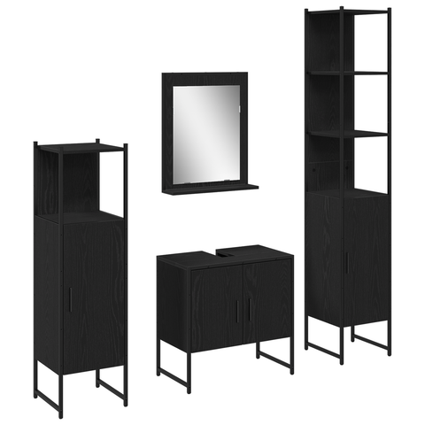 vidaXL 4 Piece Bathroom Furniture Set in Black Oak - Engineered Wood