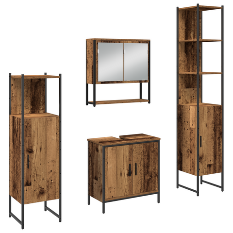 vidaXL 4 Piece Bathroom Furniture Set Old Wood Engineered Wood