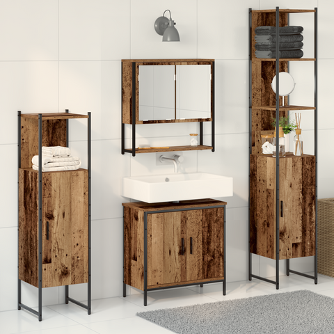 vidaXL 4 Piece Bathroom Furniture Set Old Wood Engineered Wood
