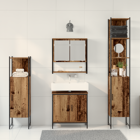 vidaXL 4 Piece Bathroom Furniture Set Old Wood Engineered Wood