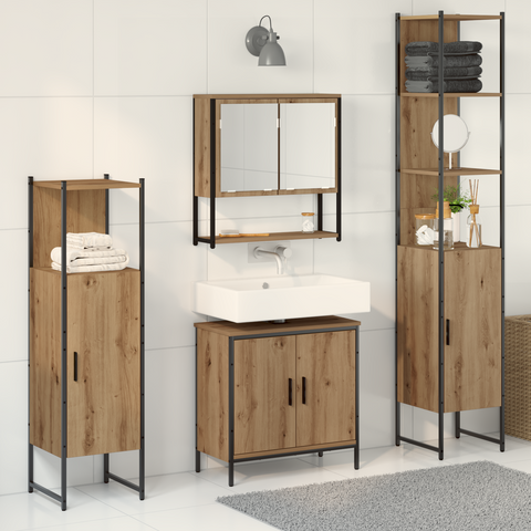 vidaXL 4 Piece Bathroom Furniture Set Artisan Oak Engineered Wood