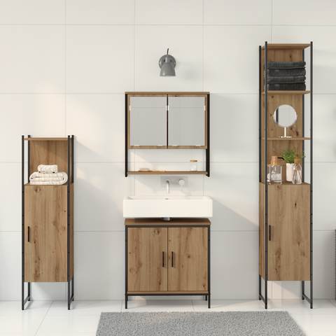 vidaXL 4 Piece Bathroom Furniture Set Artisan Oak Engineered Wood