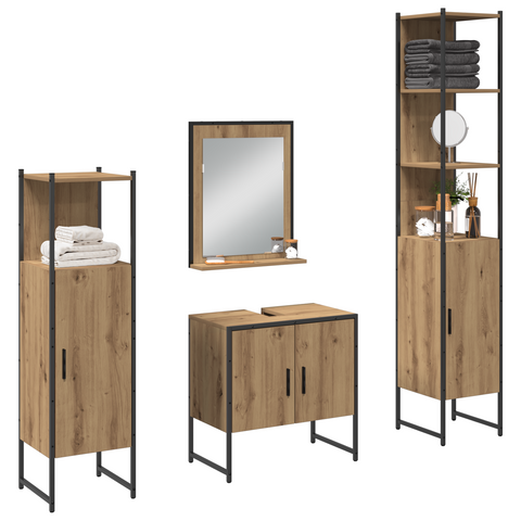 vidaXL 4 Piece Bathroom Furniture Set Artisan Oak Engineered Wood