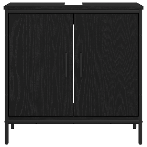 vidaXL 4 Piece Bathroom Furniture Set Black Oak Engineered Wood