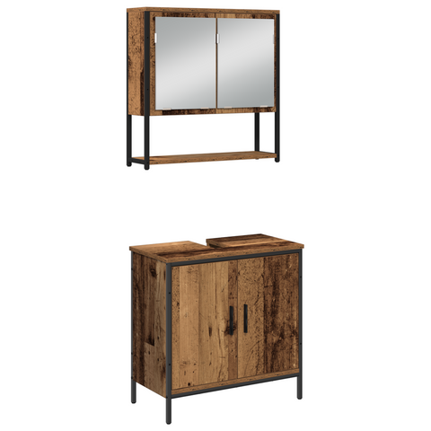 vidaXL 4 Piece Bathroom Furniture Set - Old Wood - Engineered Wood