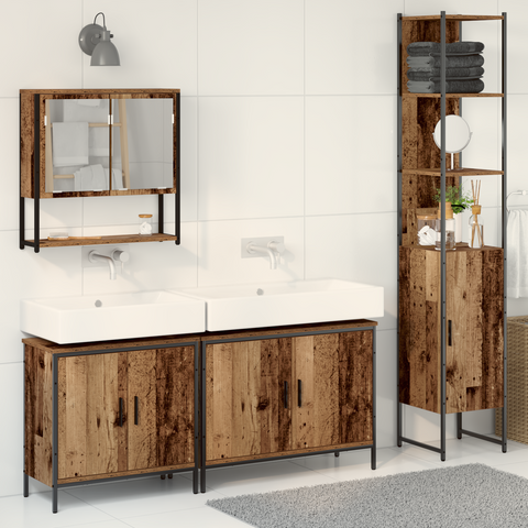 vidaXL 4 Piece Bathroom Furniture Set - Old Wood - Engineered Wood