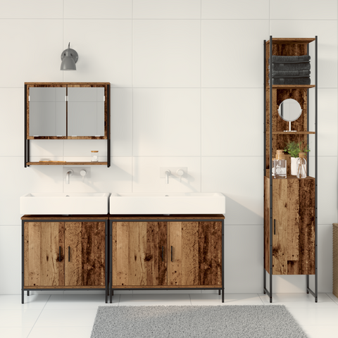 vidaXL 4 Piece Bathroom Furniture Set - Old Wood - Engineered Wood