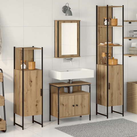 vidaXL 4 Piece Bathroom Furniture Set Artisan Oak Engineered Wood