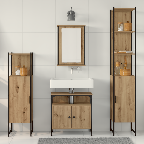 vidaXL 4 Piece Bathroom Furniture Set Artisan Oak Engineered Wood
