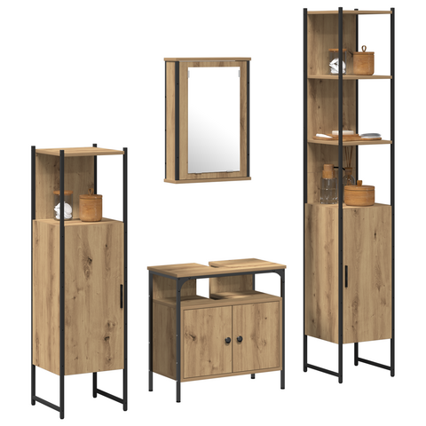 vidaXL 4 Piece Bathroom Furniture Set Artisan Oak Engineered Wood