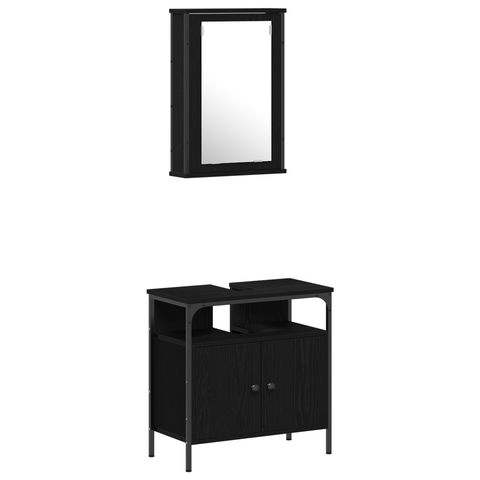 vidaXL 4 Piece Bathroom Furniture Set Black Oak Engineered Wood