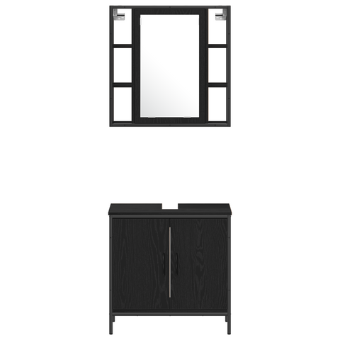 vidaXL 4 Piece Bathroom Furniture Set Black Oak Engineered Wood