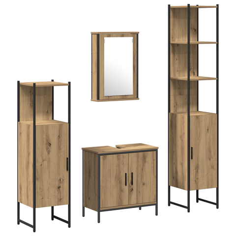 vidaXL 4 Piece Bathroom Furniture Set Artisan Oak Engineered Wood