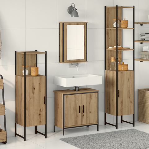vidaXL 4 Piece Bathroom Furniture Set Artisan Oak Engineered Wood