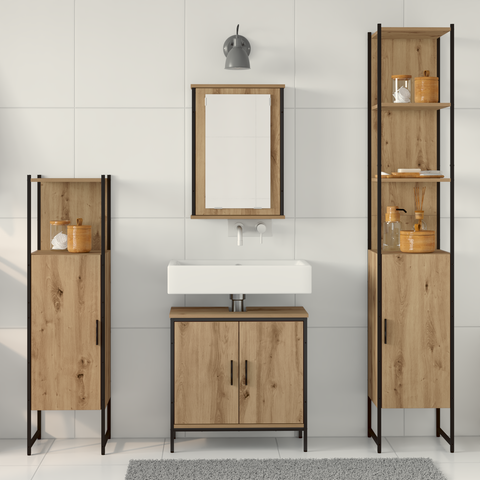 vidaXL 4 Piece Bathroom Furniture Set Artisan Oak Engineered Wood