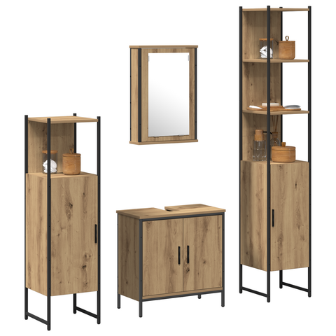 vidaXL 4 Piece Bathroom Furniture Set Artisan Oak Engineered Wood