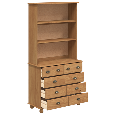 vidaXL Hutch 'ASKIM'Honey Brown 91x40x183 cm Solid Wood Pine
