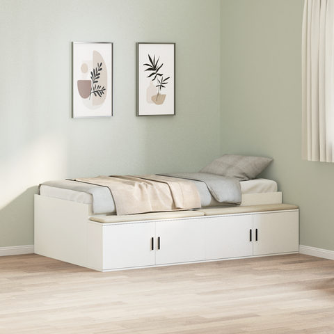 vidaXL Storage Bed Frame White 100x200 cm