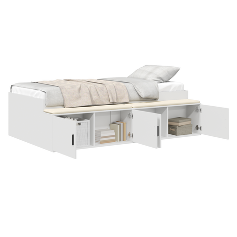 vidaXL Storage Bed Frame White 100x200 cm