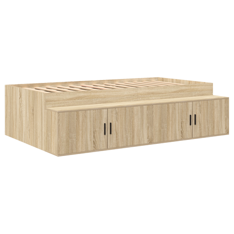 vidaXL Storage Bed Frame Sonoma Oak 100x200 cm