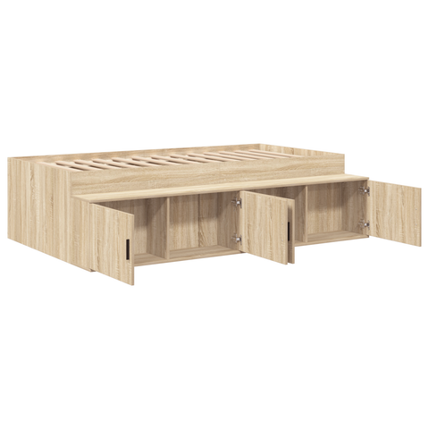 vidaXL Storage Bed Frame Sonoma Oak 100x200 cm