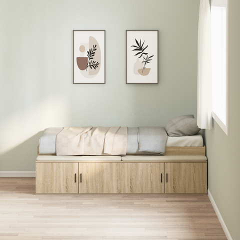 vidaXL Storage Bed Frame Sonoma Oak 100x200 cm