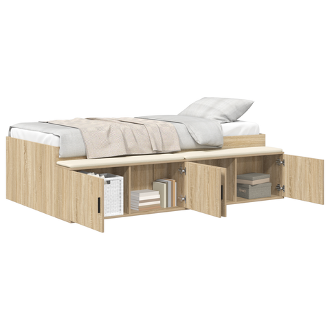 vidaXL Storage Bed Frame Sonoma Oak 100x200 cm