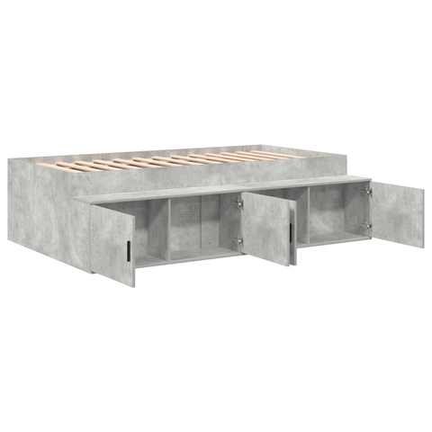 vidaXL Storage Bed Frame Concrete Grey 100x200 cm