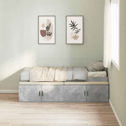 vidaXL Storage Bed Frame Concrete Grey 100x200 cm