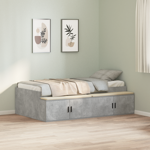 vidaXL Storage Bed Frame Concrete Grey 100x200 cm