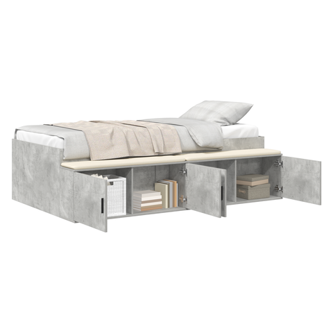 vidaXL Storage Bed Frame Concrete Grey 100x200 cm