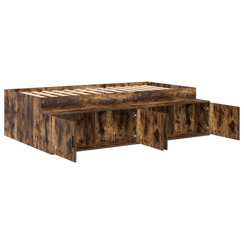 vidaXL Storage Bed Frame Smoked Oak 100x200 cm