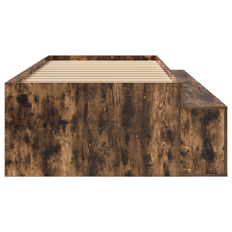 vidaXL Storage Bed Frame Smoked Oak 100x200 cm