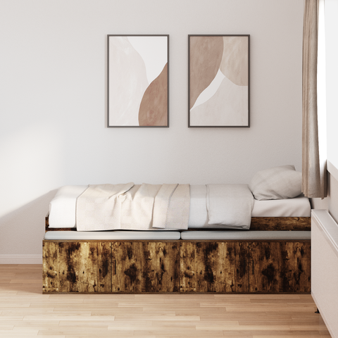 vidaXL Storage Bed Frame Smoked Oak 100x200 cm