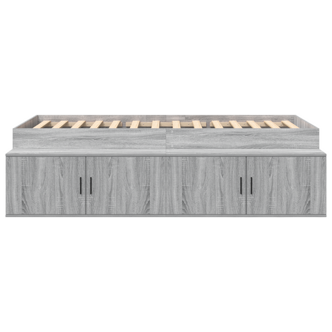 vidaXL Storage Bed Frame Grey Sonoma 100x200 cm
