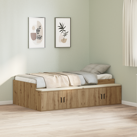 vidaXL Storage Bed Frame Artisan Oak 100x200 cm