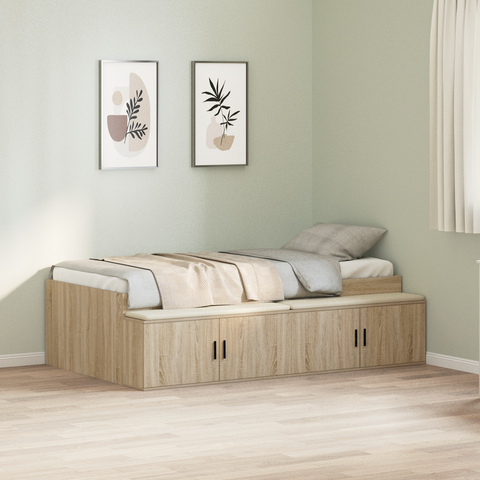 vidaXL Storage Bed Frame Sonoma Oak 90x200 cm