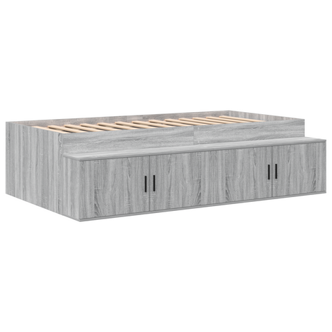 vidaXL Storage Bed Frame Grey Sonoma 90x200 cm
