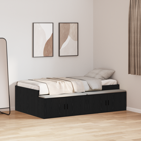 vidaXL Storage Bed Frame Black Oak 80x200 cm