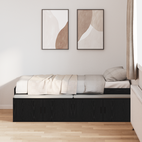 vidaXL Storage Bed Frame Black Oak 80x200 cm
