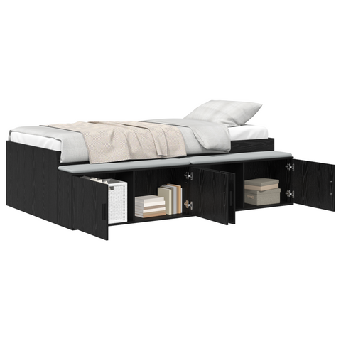 vidaXL Storage Bed Frame Black Oak 80x200 cm