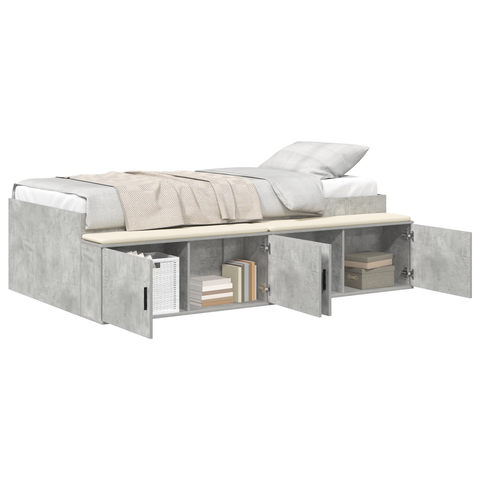 vidaXL Storage Bed Frame Concrete Grey 80x200 cm