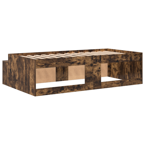 vidaXL Storage Bed Frame Smoked Oak 80x200 cm